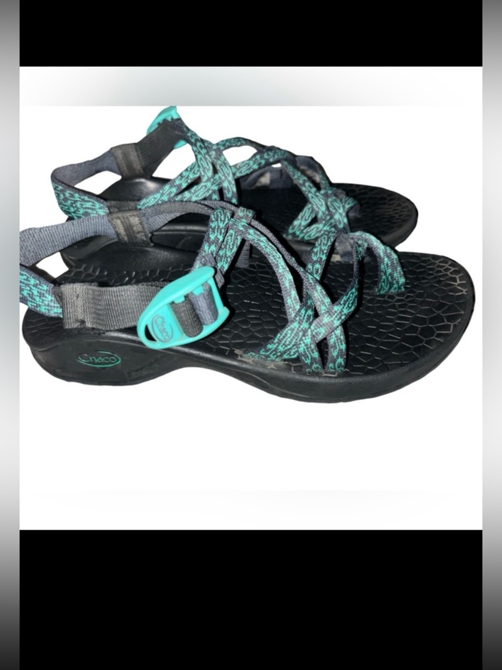Chaco Green Black Gorp Outdoor Activewear Adjustable Strap Sandals Toe Loop - Picture 2 of 8